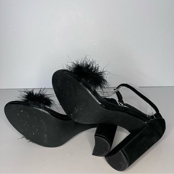 Steve Madden Black Fuzzy Heels “Carabu” Size 8.5 - Picture 6 of 11